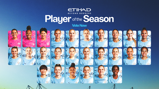 Manchester City player voting image titled 'Etihad Player of the Season Vote Now' featuring blurred faces of football players.