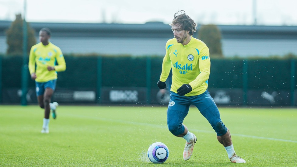 DETERMINED : Jack Grealish breaks into the box.