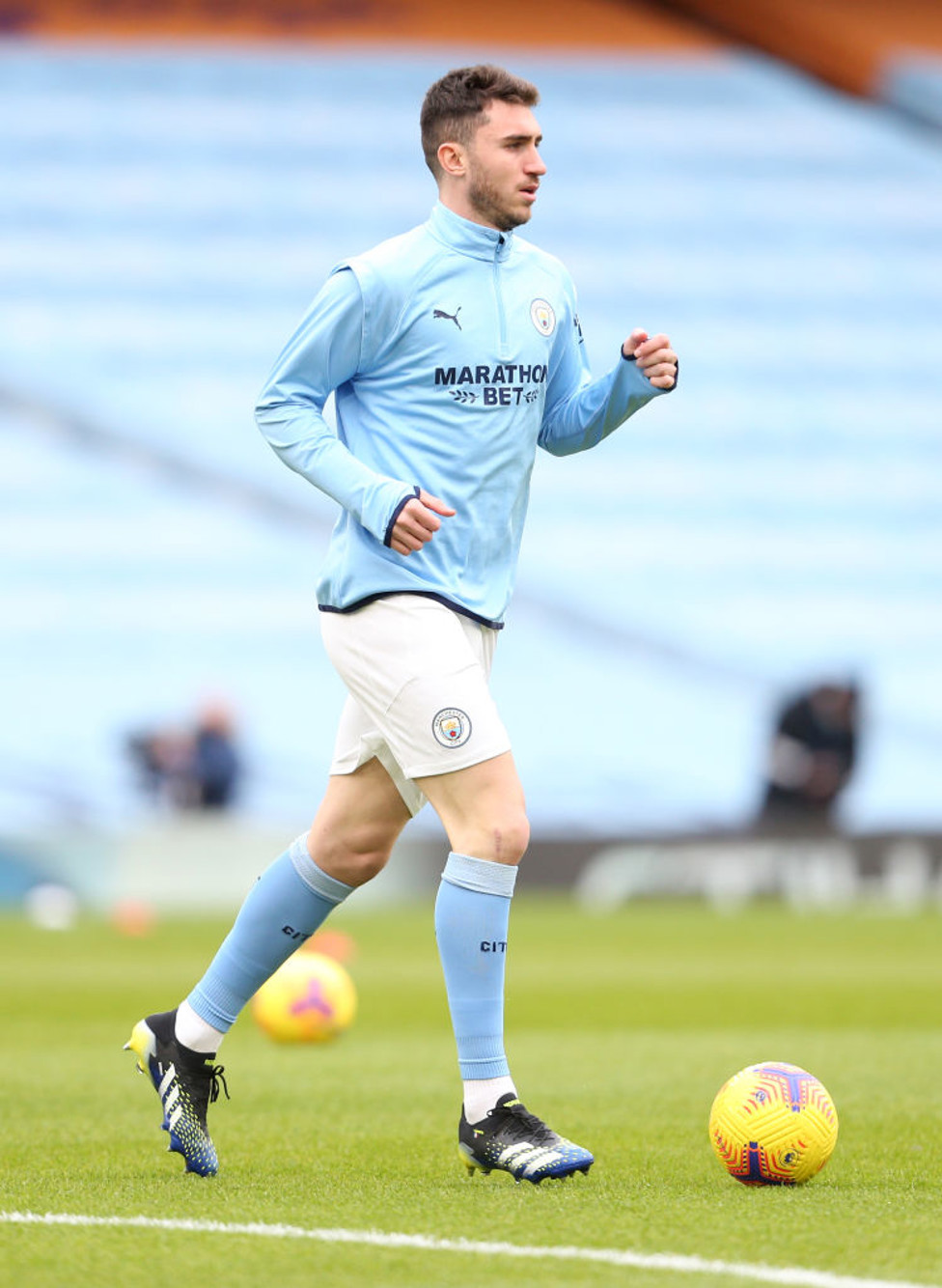 AYMING HIGH : Laporte gets a feel of the ball as he also gets his name back in the starting lineup!