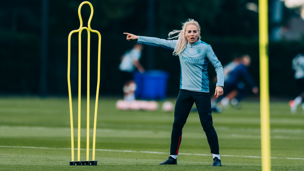 ORGANISATION : Alex Greenwood dishes out some instructions