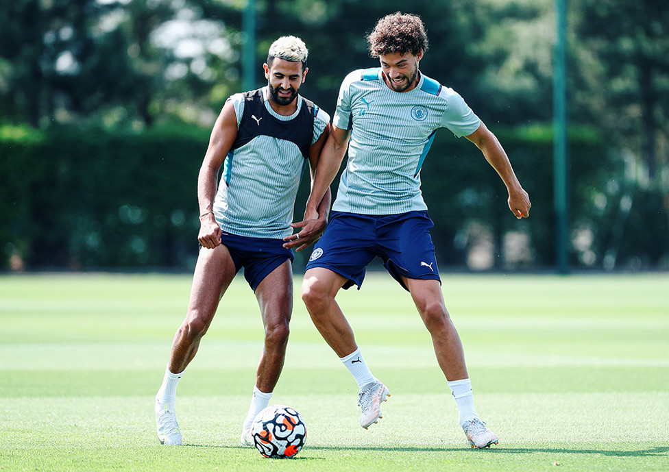 ON THE BALL: Riyad Mahrez and Philippe Sandler vie for possession