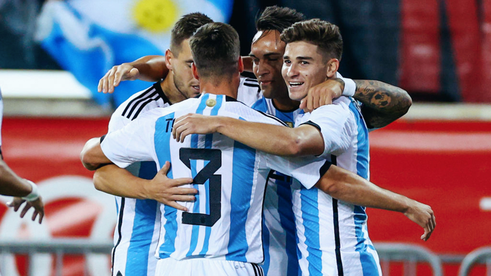 ALL SMILES: Alvarez and Co were all smiles again after a dramatic penalty shoot-out win over the Netherlands in the quarter-finals