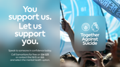 Mental health support message featuring Manchester City and Premier League logos, encouraging speaking to Samaritans for help.