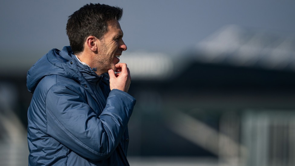 THE BOSS : Gareth Taylor watches on.