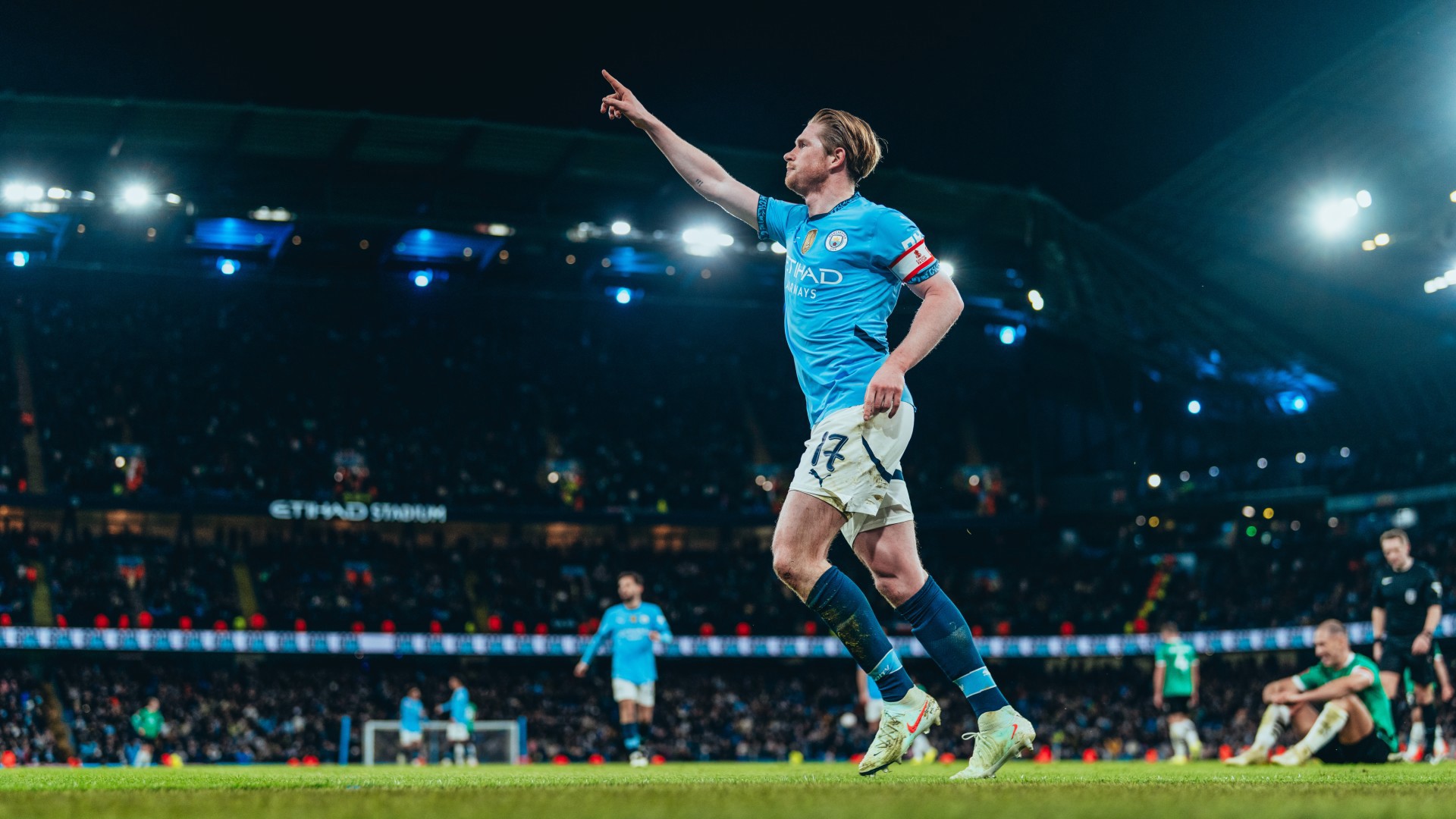 JOB DONE: Kevin De Bruyne celebrates after sealing victory.