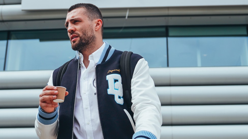 READY TO GO : Mateo Kovacic enjoys a coffee