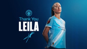 Manchester City appreciation image for a player named Leila wearing a Manchester City jersey with 'Thank You Leila' text.