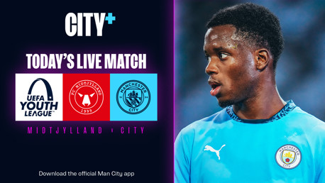 Watch City's UEFA Youth League trip to FC Midtjylland live on CITY+ today