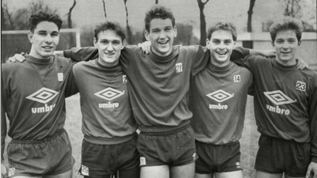 FIVE STAR BLUES: Paul Lake, Andy Hinchcliffe, David White, Steve Redmond and Ian Brightwell were key components in our 1986 FA Youth Cup winning side