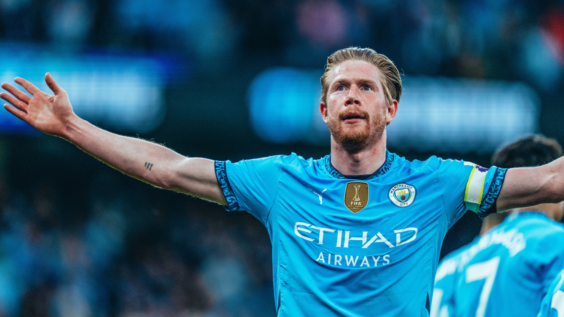KING KEV: Celebrates the goal.