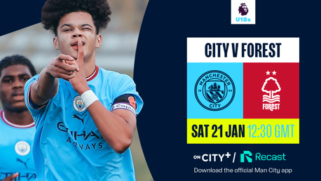 Watch City’s PL U18 clash with Nottingham Forest live on CITY+ or Recast 