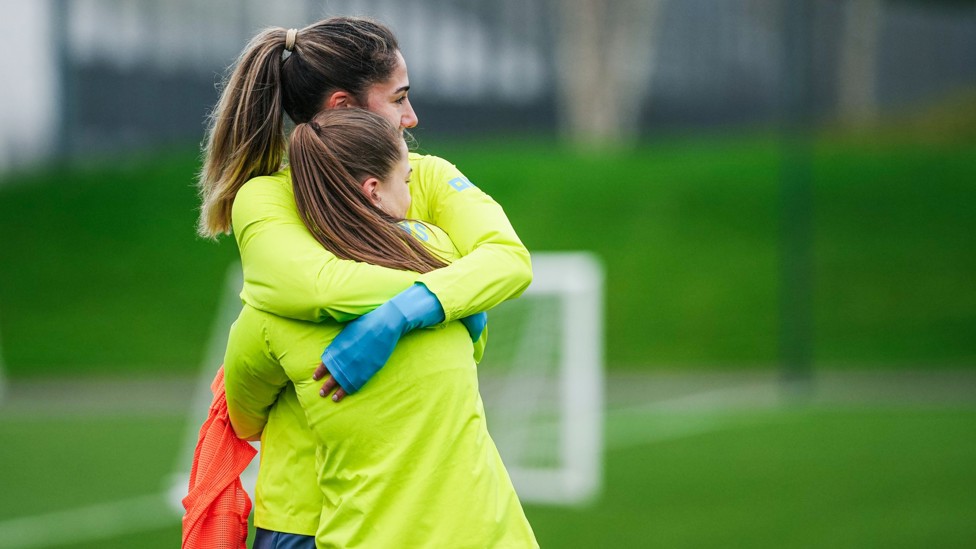 FOOTBALL FRIENDS : Aleixandri and Jess Park back on the field.