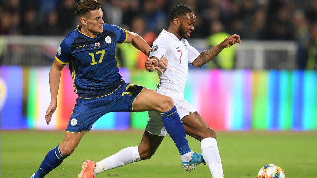 INTERNATIONAL DUTY : Raheem in action against Kosovo