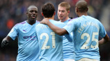 IT'S MY GOAL!: Kevin De Bruyne and David Silva light-heartedly contest the scoring rights!