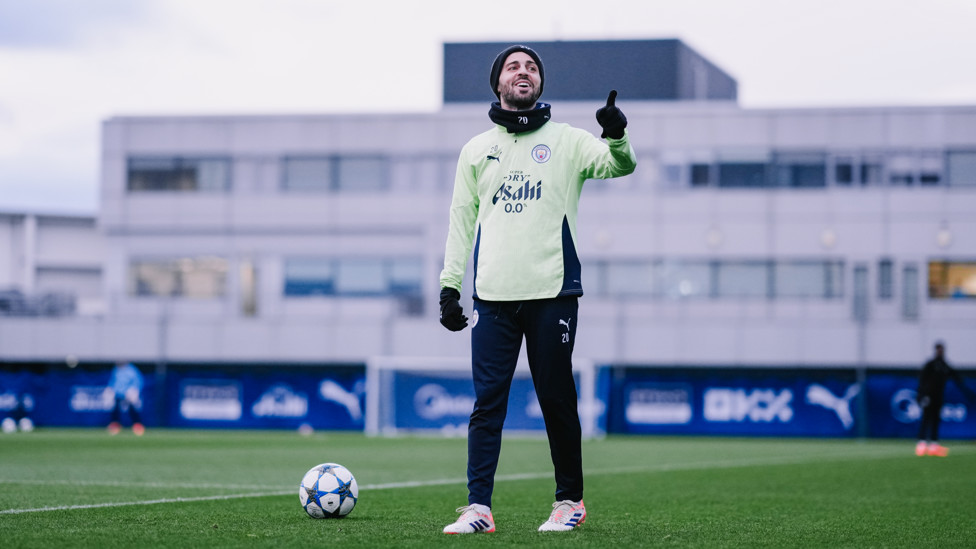 WHAT'S SO FUNNY? : Skipper Bernardo Silva enjoying a joke with his team-mates.