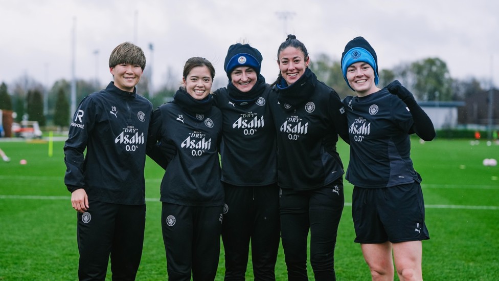 FAMOUS FIVE : City players take time out to pose for a picture