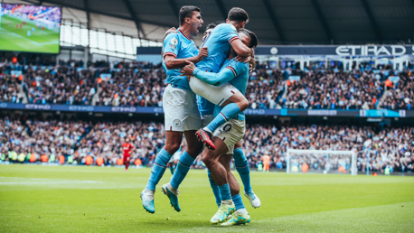 CELEBRATE: The players enjoyed that one!