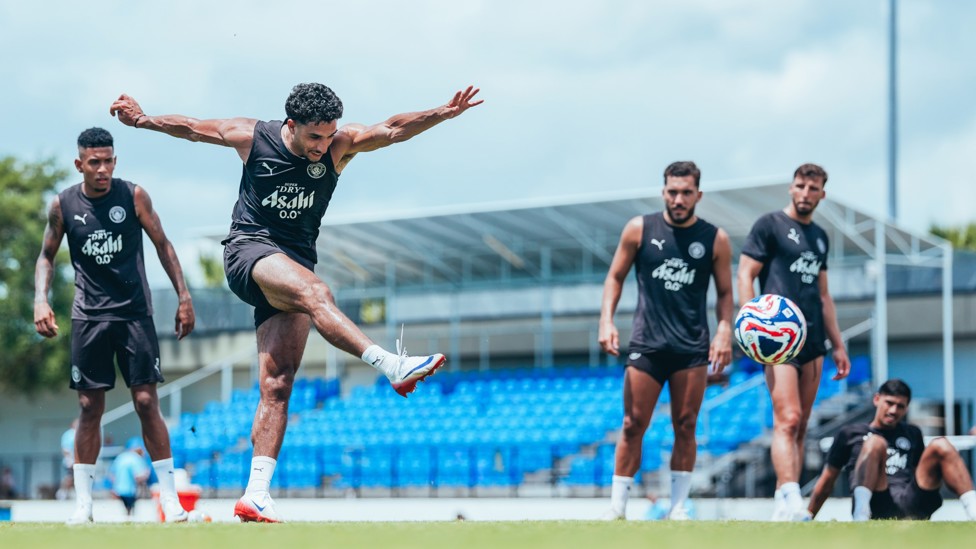 ON TARGET : Omar Marmoush fires towards goal