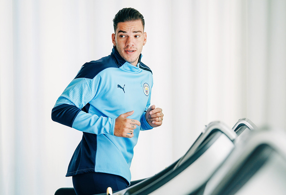 JOG ON : Ederson gets his legs moving 