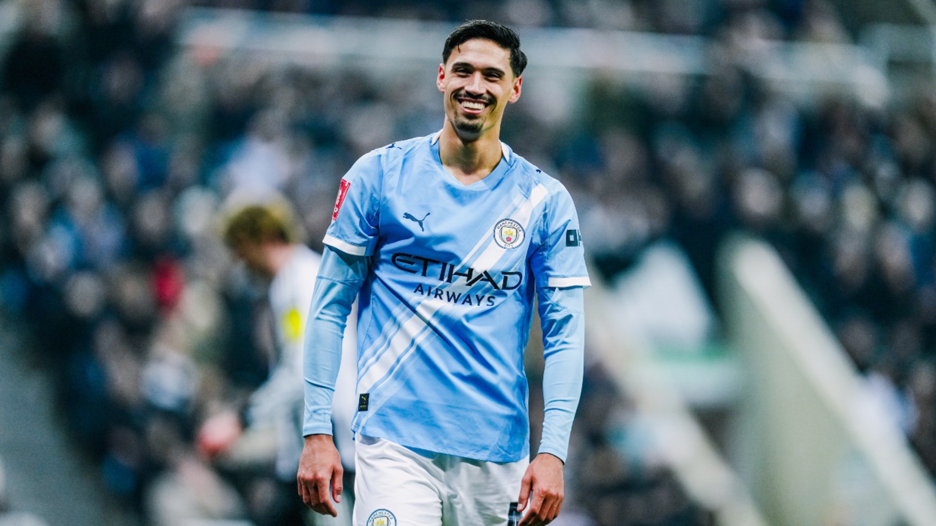 ALL SMILES: Tijjani Reijnders' expression summed up the Saturday night atmosphere!