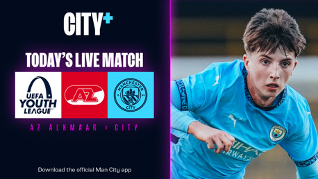 Watch City's UEFA Youth League trip to AZ Alkmaar live on CITY+ today!
