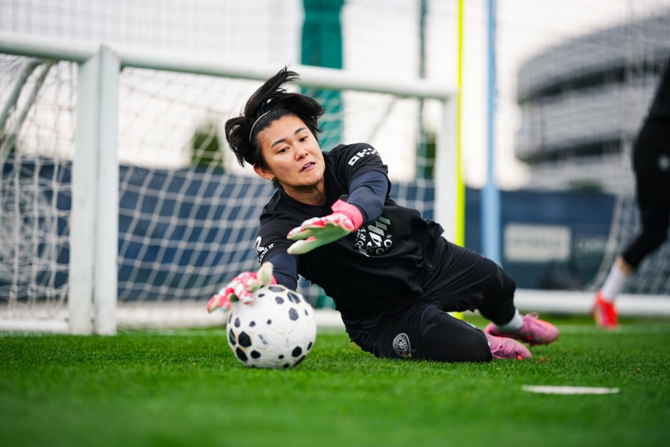 SAFE HANDS: Ayaka Yamashita reaches for the ball