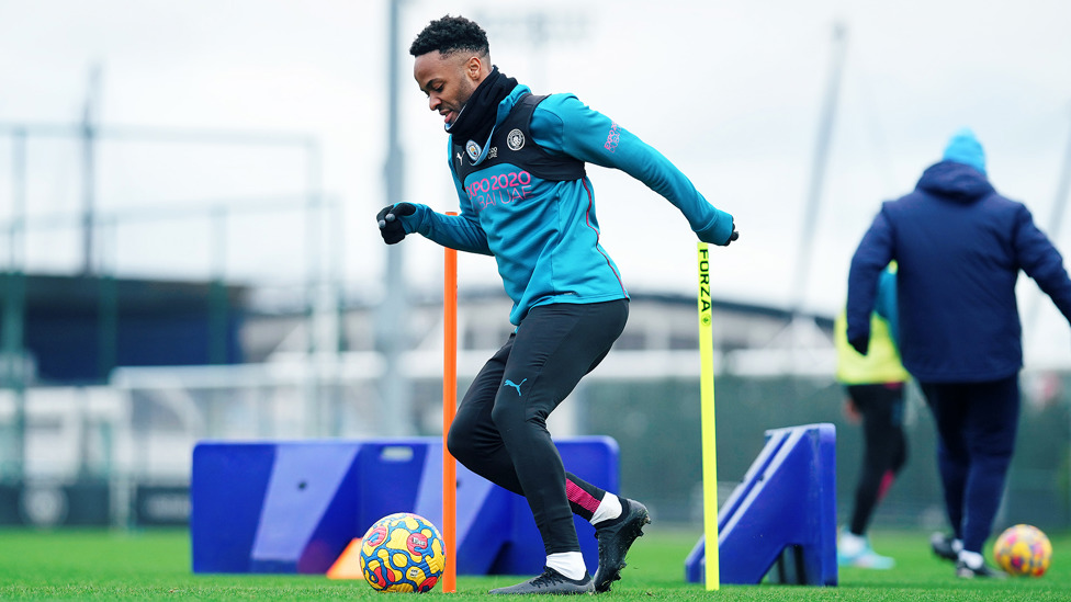 RAZZLE DAZZLE: Raheem Sterling goes through some close control moves