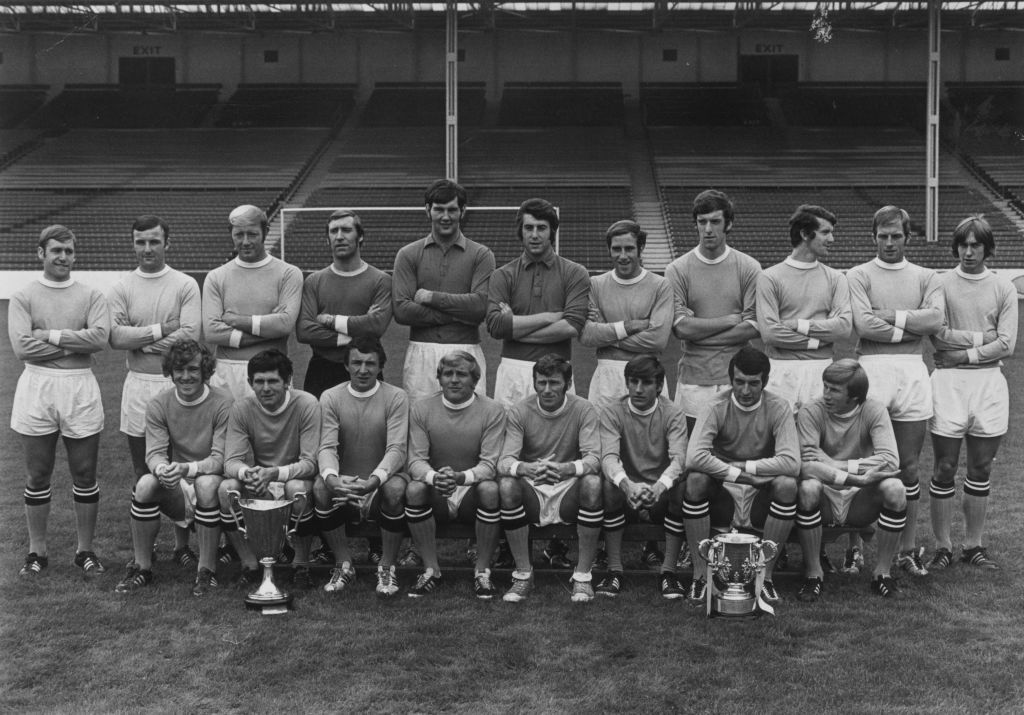 DOUBLE DELIGHT : Joe Corrigan (second row five from the left) with the 1969/70 double winning side.