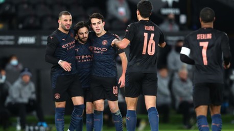 KYLE CONGRATULATIONS: The lads celebrate the opener with Kyle Walker
