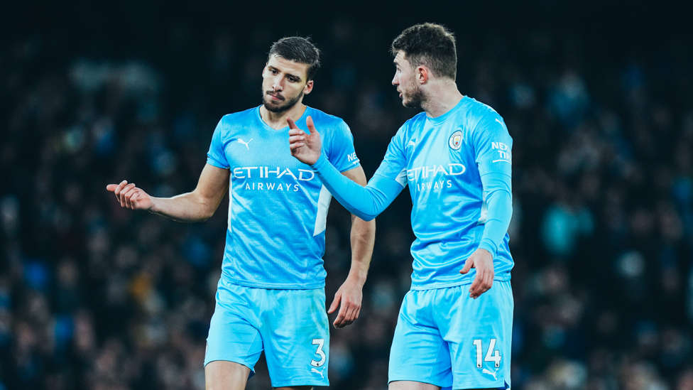 PEGGED BACK : Dias and Laporte speak after Leicester score three quick goals.