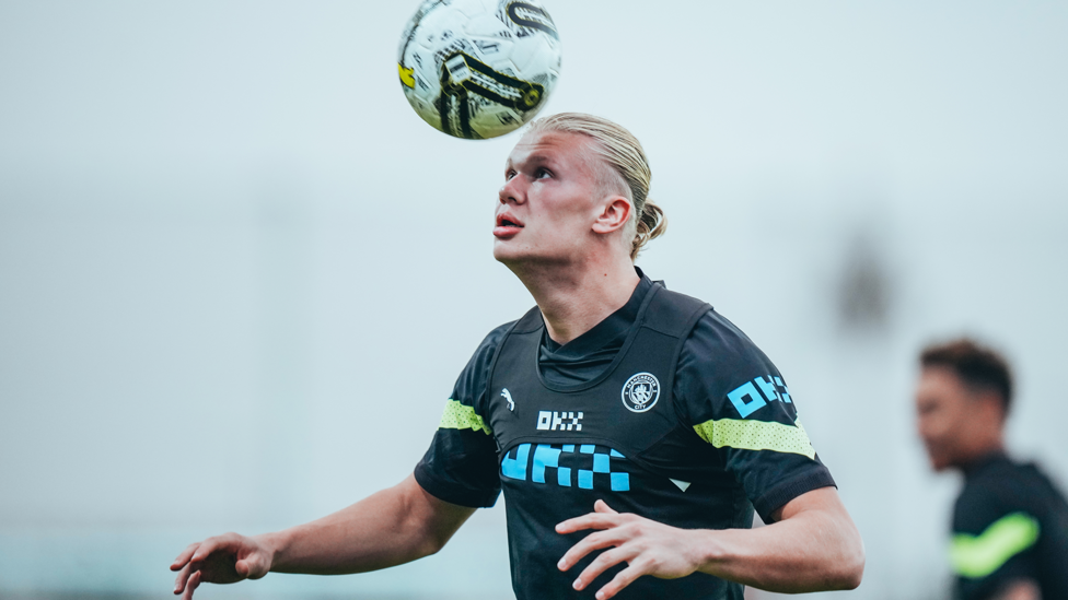  EYES ON THE PRIZE : Erling Haaland showing full focus in training.