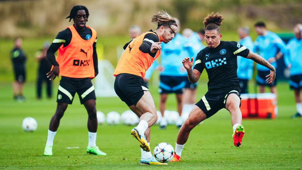 Jack and Kalvin battle for the ball
