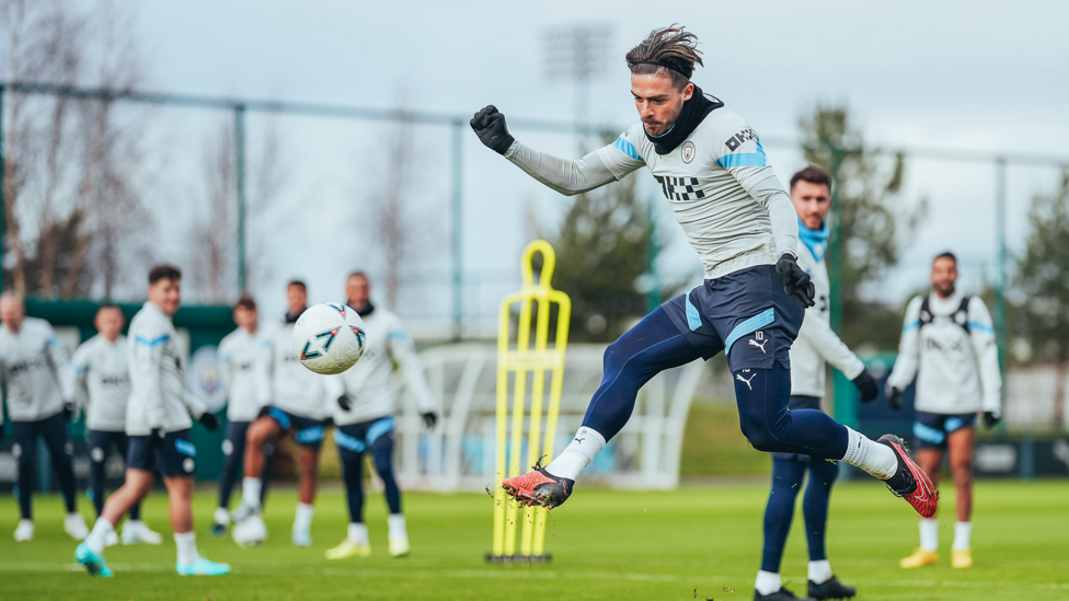 ON THE VOLLEY : Jack Grealish helped turn the game in City's favour at Chelsea