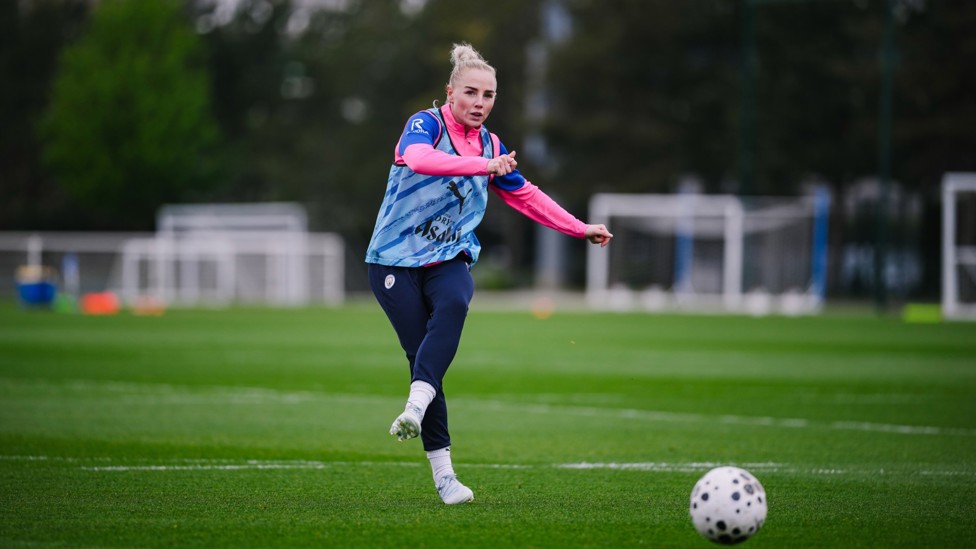 SKIPPER: Alex Greenwood plays the ball out