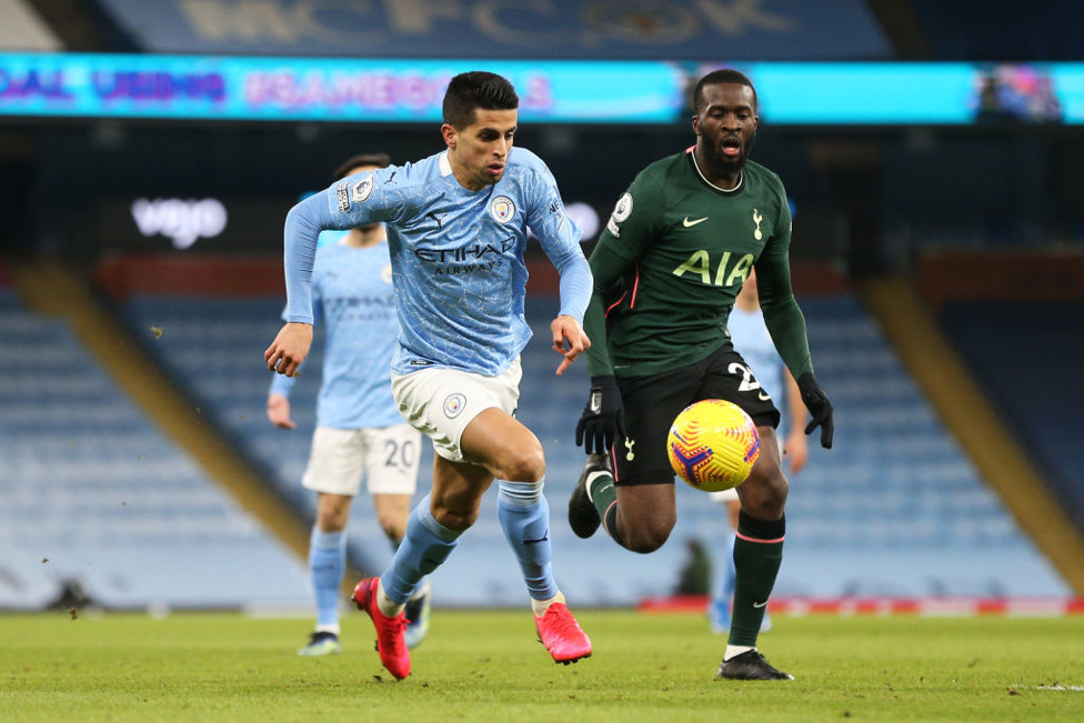 ON THE HUNT : Joao Cancelo makes a trademark burst down the right-hand side.