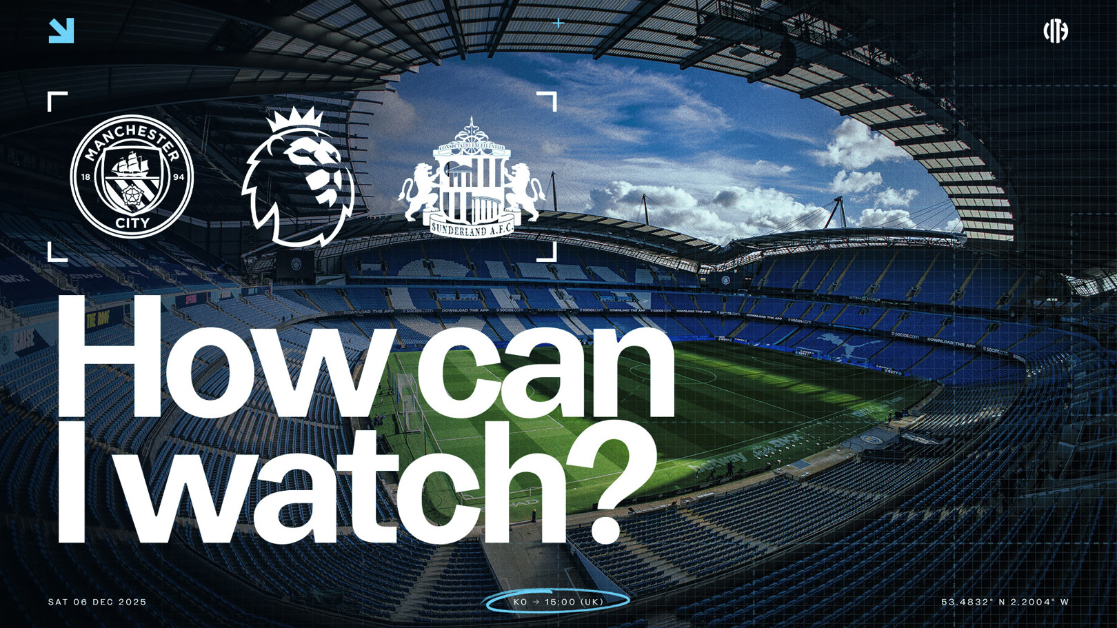 How can I watch City v Sunderland on TV?
