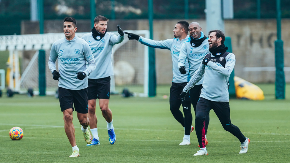 CFA SMILES : The lads share a joke during today's session.