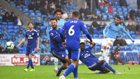 FIVE-STAR CITY: Riyad Mahrez scores his second and City's fifth
