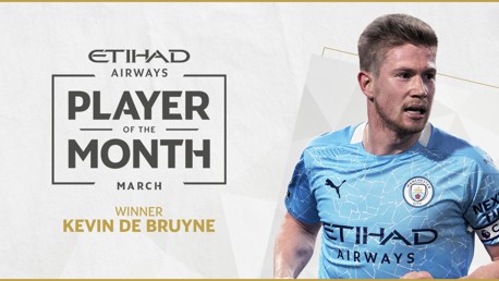 De Bruyne named Etihad Player of the Month