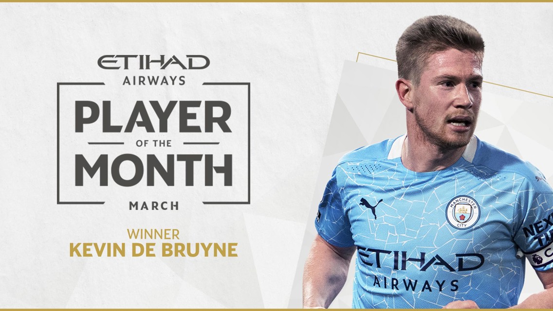 De Bruyne Terpilih Menjadi Pemain Terbaik Etihad Bulan Maret!