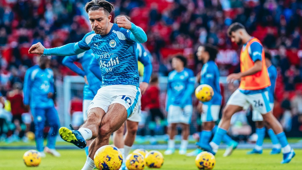 SHOTS AWAY : Grealish gets in the mood.