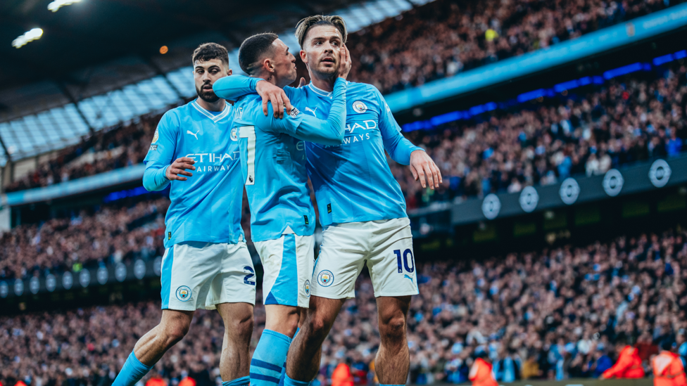 CELEBRATIONS: The team celebrate taking the lead