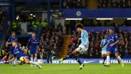 SUPER SANE: Leroy's effort is blocked as City continue to pile on the first-half pressure