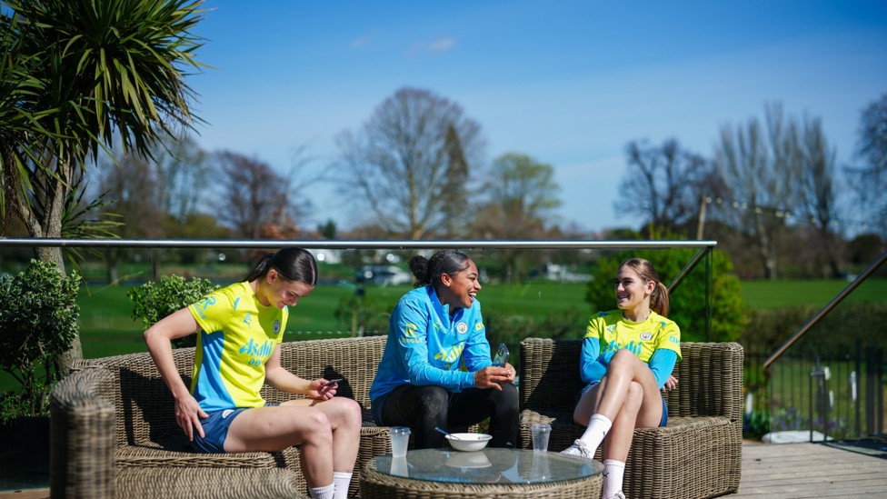 THREE OF OUR OWN : Lily Murphy, Khiara Keating and Gracie Prior enjoy a well-earned rest
