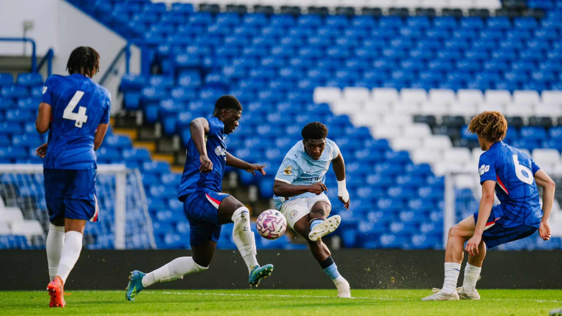 TAKE THAT: Ryan McAidoo fires home for City.