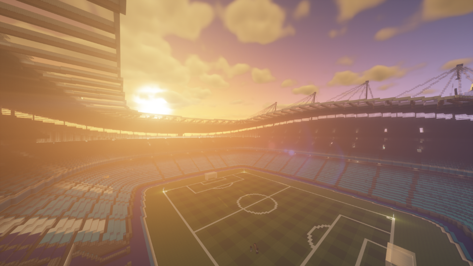RISE AND SHINE: The sun peers over the top of the Minecraft Etihad