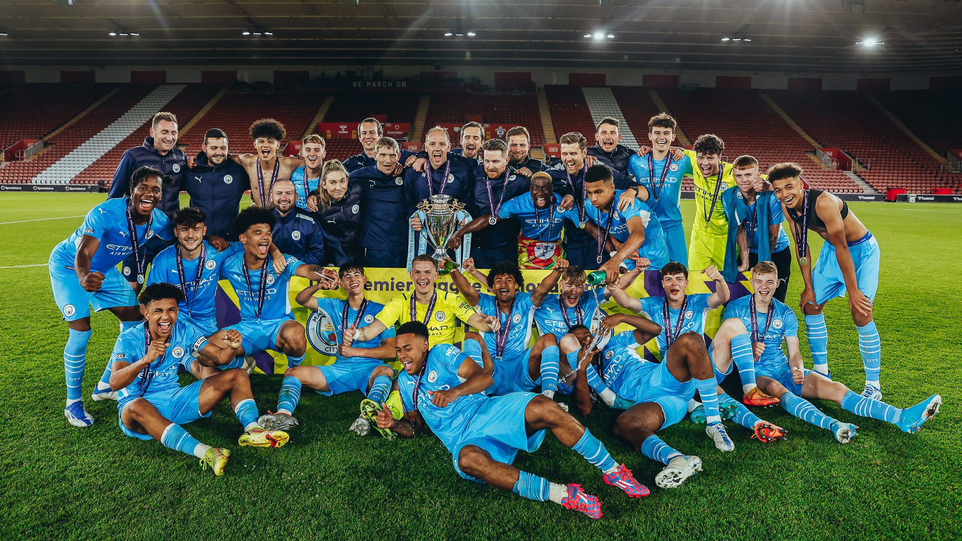 LEAGUE OF THEIR OWN: Our Under-18s retained the Premier League national title back in May with a 2-1 win at Southampton