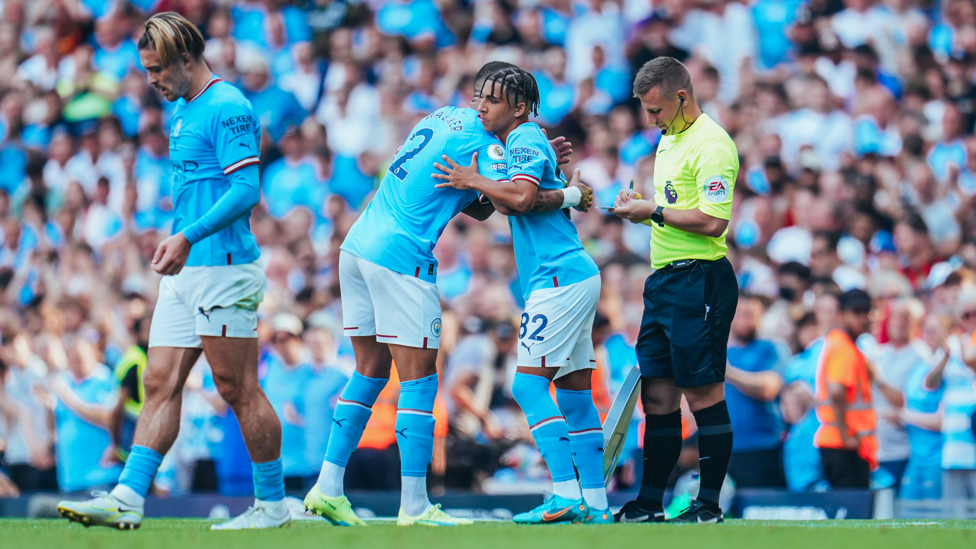 DEBUT DAY : Lewis is a late replacement for Kyle Walker during the August win over Bournemouth, marking his senior debut for the Club.