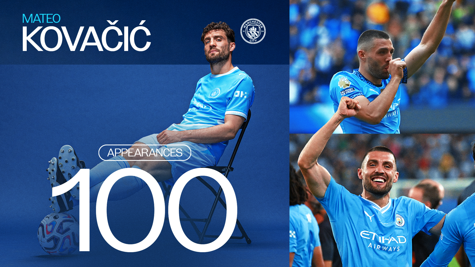 Kovačić hits 100 City appearances