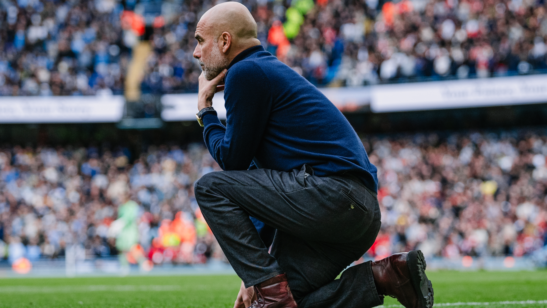 THE BOSS: Pep Guardiola looks on.